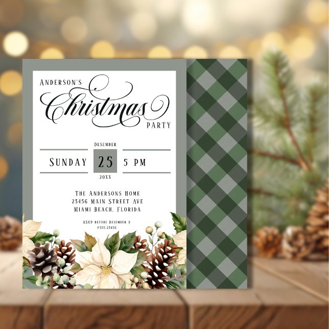 Élégante fête de Noël En vichy invitation (Créateur téléchargé)