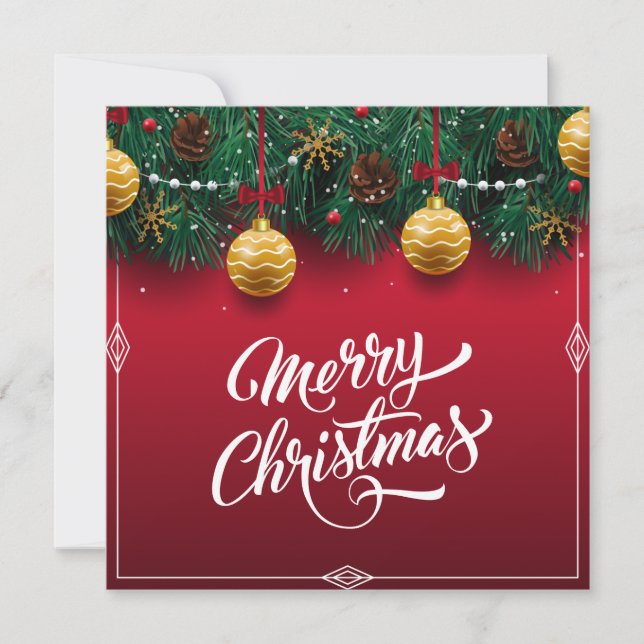 Élégante fête de Noël rouge| Invitation (Devant)