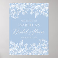 Élégante Fête des mariées Florale Bleu Affiche de 