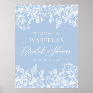 Élégante Fête des mariées Florale Bleu Affiche de 
