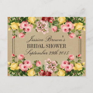 Elégante Fête des mariées Florale Vintage Cartes d