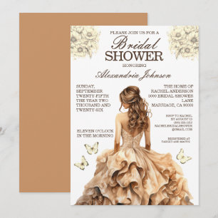 Elégante Fête des mariées Or Fancy Robe Invitation