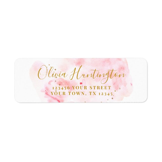 Élégante Fête des mariées rose et or Adresse de re (Devant)