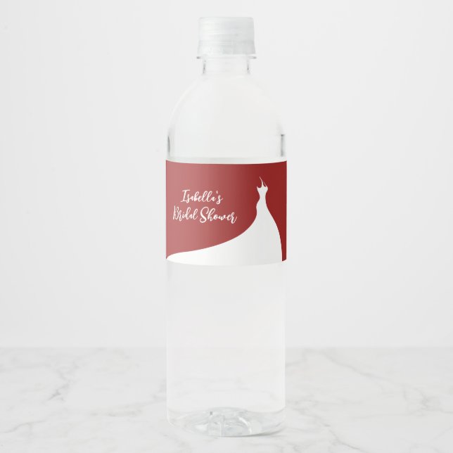 Elégante Fête des mariées rouge Étiquette bouteill (Devant)