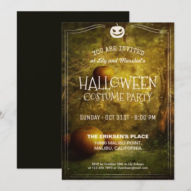 Élégante fête Vintage d'Halloween | Invitation (Devant / Derrière)