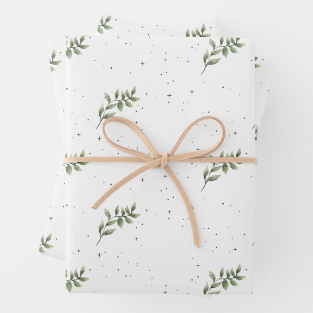 Elégante feuille de Noël Aquarelle verte (En situation)