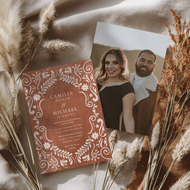 Élégante Fiesta mexicaine Mariage Photo Invitation (Fiesta Mexican Wedding Photo Invitation)