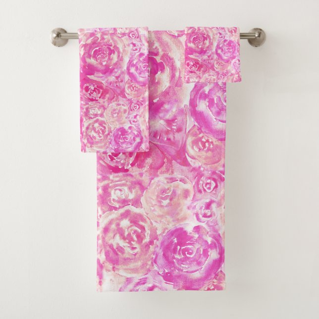 Elégante fille chic rose Roses d'aquarelle (En situation)