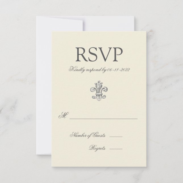 Elégante Fleur de Lis Wedding RSVP (Devant)
