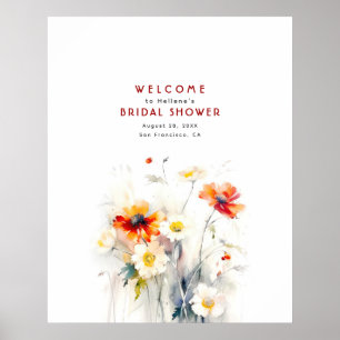 Élégante Fleur sauvage d'aquarelle Affiche de bien
