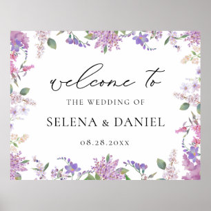 Élégante Fleur sauvage Lavender Mariage Affiche de