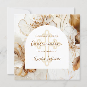 Elégante Fleurs Brown Confirmation Invitation