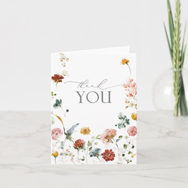 Elégante Fleurs de Jardin Merci d'aquarelle (Devant)