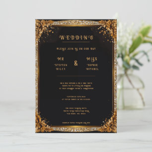 Elégante Floral Gold & Silver Wedding Invitations