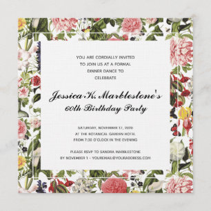 Élégante florale 60e anniversaire Invitations