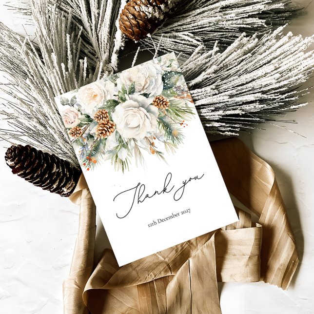 Elégante florale hivernale et Carte de remerciemen (Créateur téléchargé)