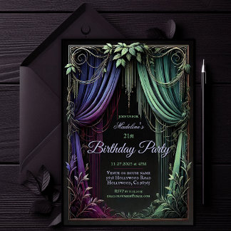 Elégante Forêt Botanique Invitation de fête d'anni