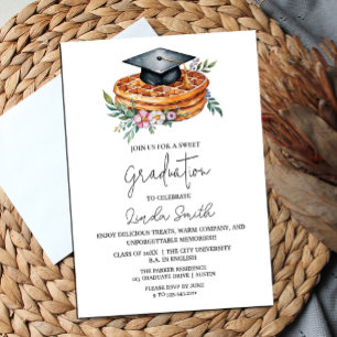 Élégante gaufre florale Invitation de graduation