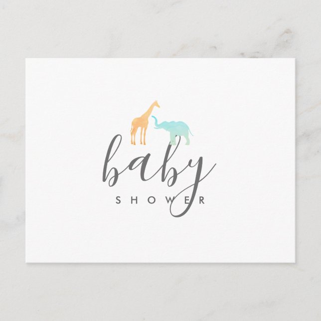 Elégante Giraffe Elephant Baby shower Invitation (Devant)