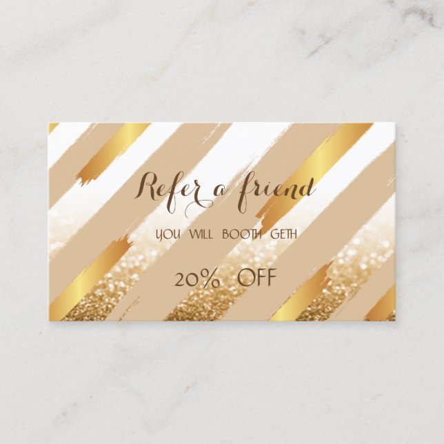 Élégante Glitterie Chic, Carte de référence rayée (Devant)