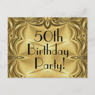 Elégante Gold 50th Birthday Invitation Cartes post