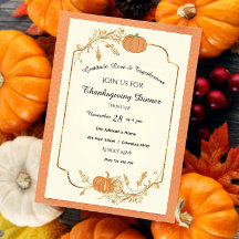 Elégante Gold Foil Thanksgiving Invitation