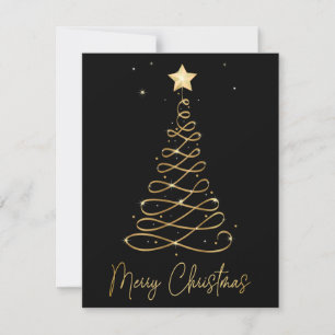 Elégante Gold Joyeux sapin de Noël Carte Plat