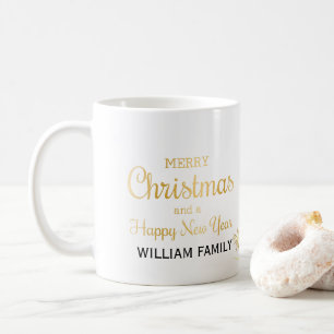 Elegante Gold Typography Merry Christmas Coffee Mug