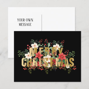 Elegante Gold Typography Merry Christmas  Postcard