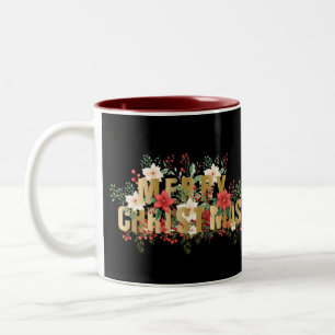 Elegante Gold Typography Merry Christmas Two-Tone Coffee Mug