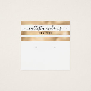 Élégante Gold White Stripes Earring Carte d'affich