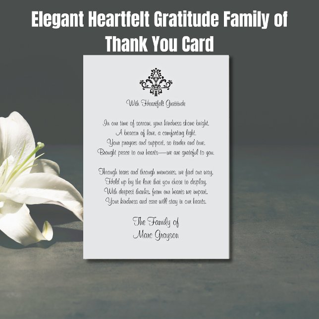 Elégante Gratitude de coeur Famille de Merci (Elegant Heartfelt Gratitude Family of Thank You Cards)