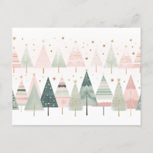 Elegante grüne und pinke Weihnachtsbäume Postcard