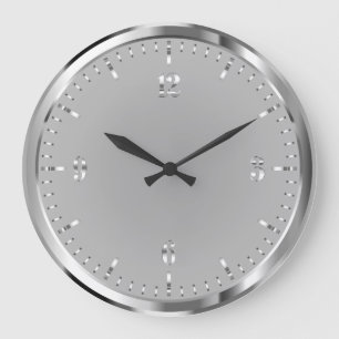 Élégante horloge murale acrylique brillante en arg