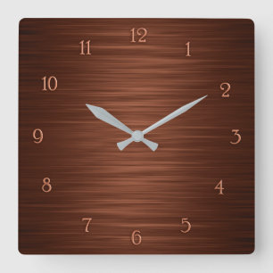 Élégante horloge murale brune ombragée