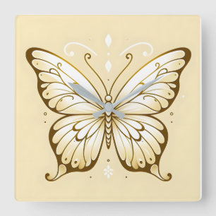 Élégante horloge murale de papillon Carré