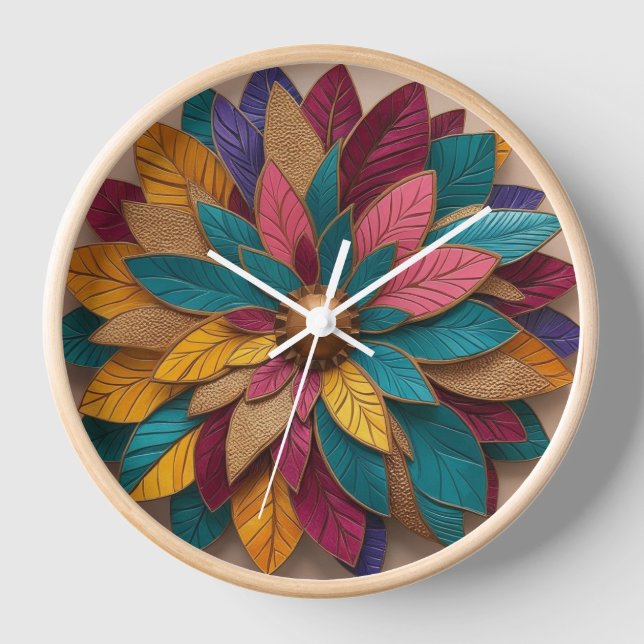"Elégante horloge murale en fleurs 3D" (Recto)