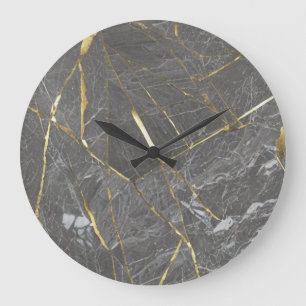 Élégante horloge murale en marbre gris et lignes o