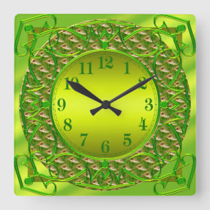 Élégante horloge murale verte de chaux