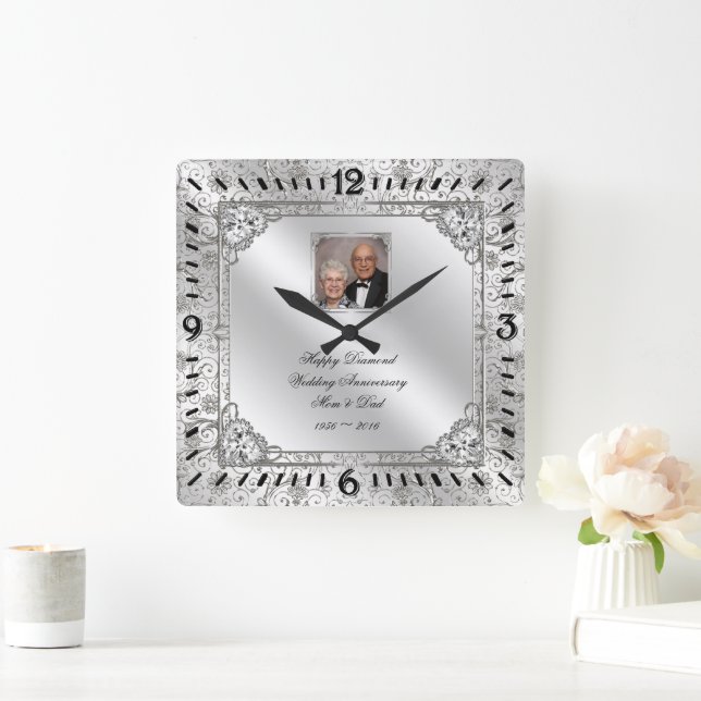 Élégante horloge photo du 60e anniversaire du Mari (Maison)