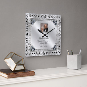 Élégante horloge photo du 60e anniversaire du Mari