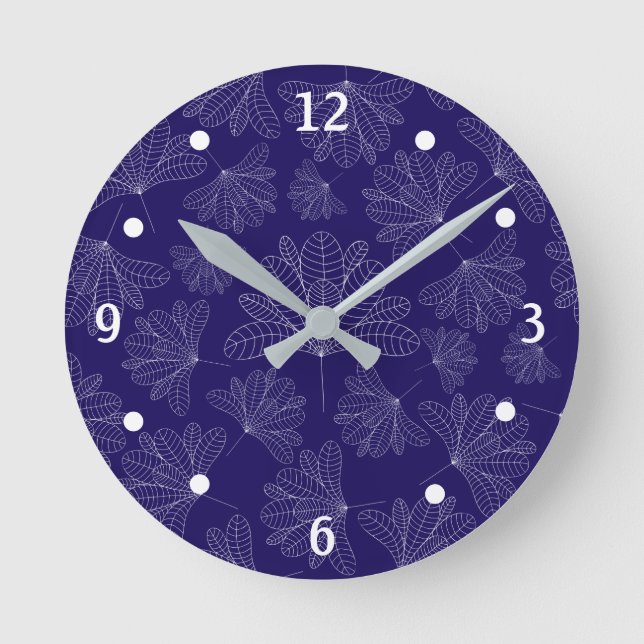 Elégante horloge ronde bleu et blanc moderne (Recto)