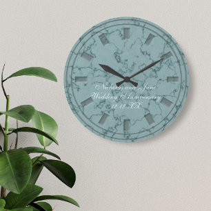 Elégante horloge Turquoise Faux Marbre Mariage Ann