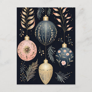 Elegante Illustration von Weihnachtsbaumkugeln Postcard