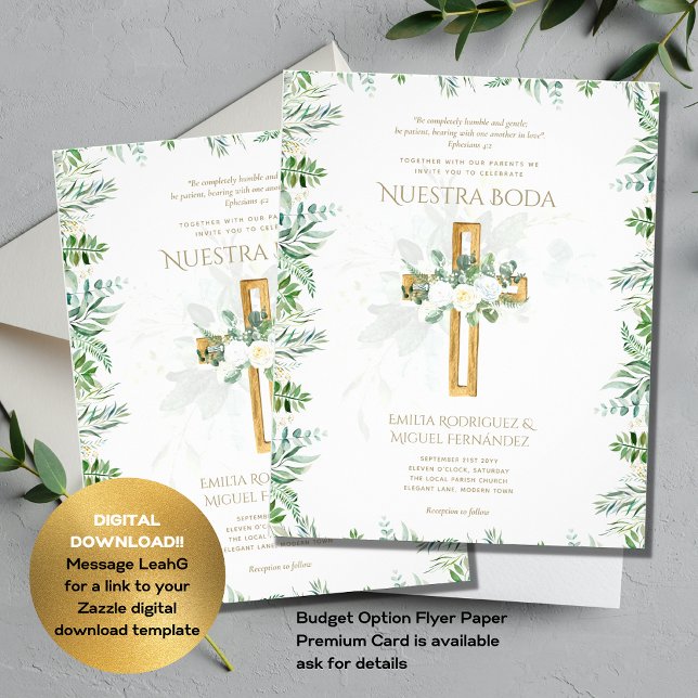 Elegante Invitación De Boda Católica Bilingüe  Inv Flyer (Creator Uploaded)