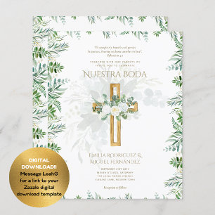 Elegante Invitación De Boda Católica Bilingüe  Inv Invitation
