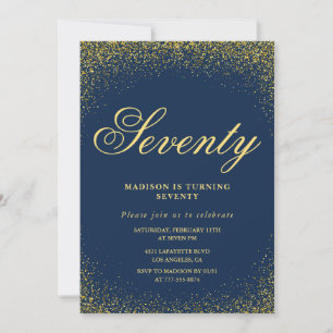 Elégante invitation 70e anniversaire Gold Navy Gla