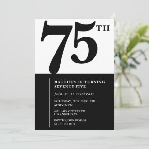 Elégante invitation 75e anniversaire Black Chic Mo