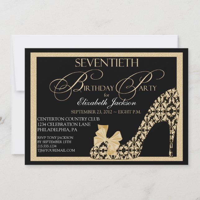 Elégante invitation à la chaussure Damask pour le  (Devant)
