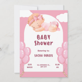 élégante invitation à la douche bébé fille